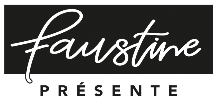 Logo Faustine Présente noir et blanc