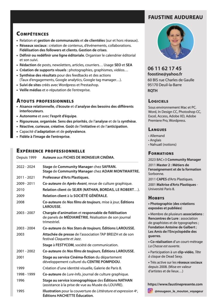 Curriculum vitæ community manager