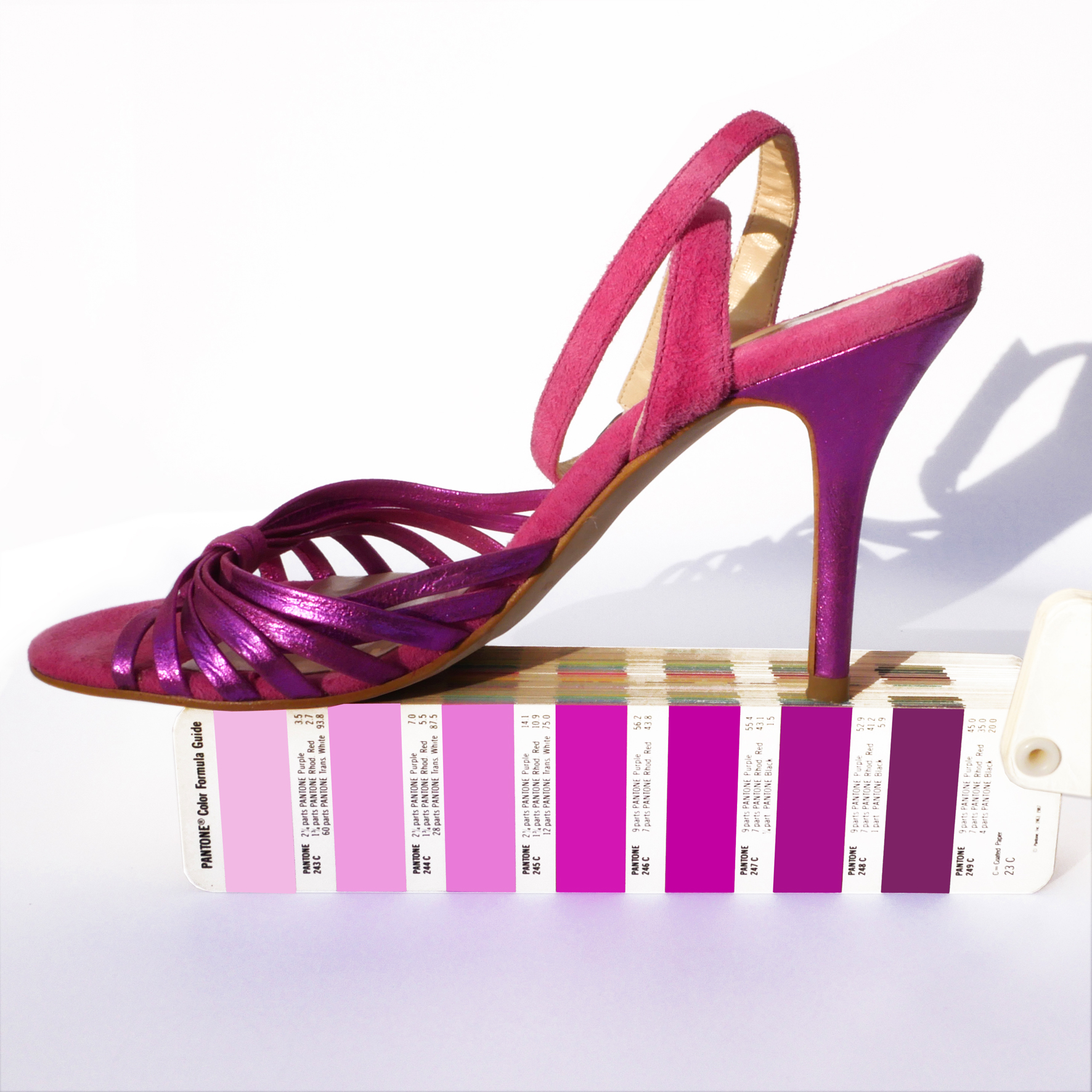 Chaussure rose nuancier Pantone.