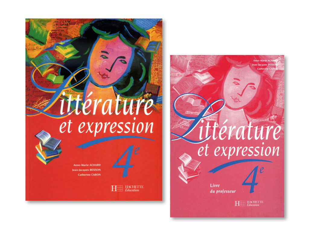 Photo de Faustine Audureau pour le portfolio des couvertures du manuel scolaire et livre du professeur « Littérature et expression » 4e de Hachette, avec une illustration inspirée de Matisse représentant un visage féminin entouré de livres.