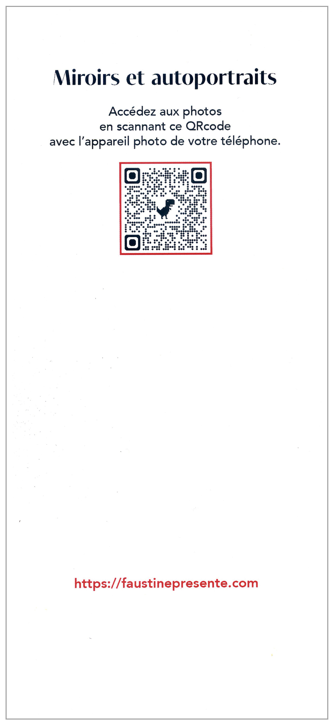 Photo de Faustine Audureau pour le portfolio du verso de la carte bienvenue pour l’année 2025 sur laquelle il y a un QRcode.